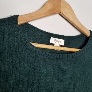 Style & Co Green Bell Sleeve Crew Neck Sweater